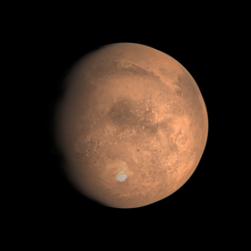 All-sky polar projection of Mars rendered by the Monte Carlo code